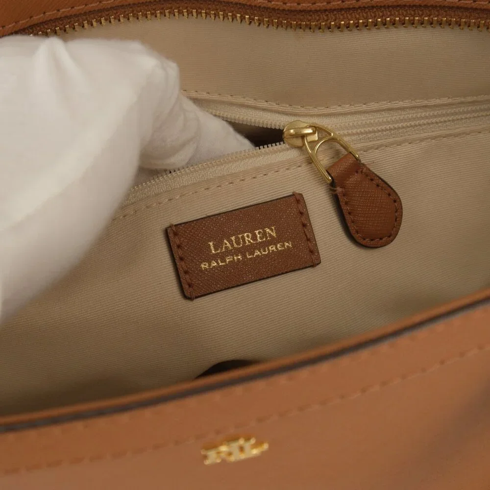 Lauren Ralph Lauren Clare Cross Hatch Leather Slim Tote, Brown
